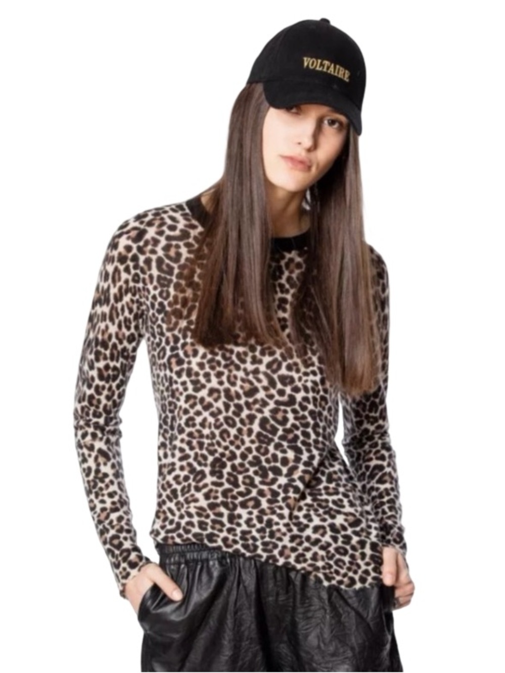 Zadig & Voltaire Leopard Print Cashmere Sweater Size Small Maximalist Edgy